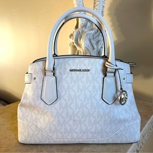 Michael Kors White Logo Tote handbag shoulder bag with extra strap